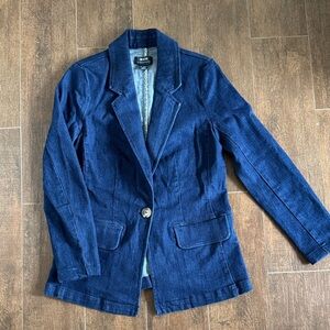 Maeve Anthropologie tailored Denim Blazer